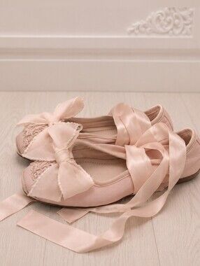 Chic Pink and Cream Flats with Satin Bows